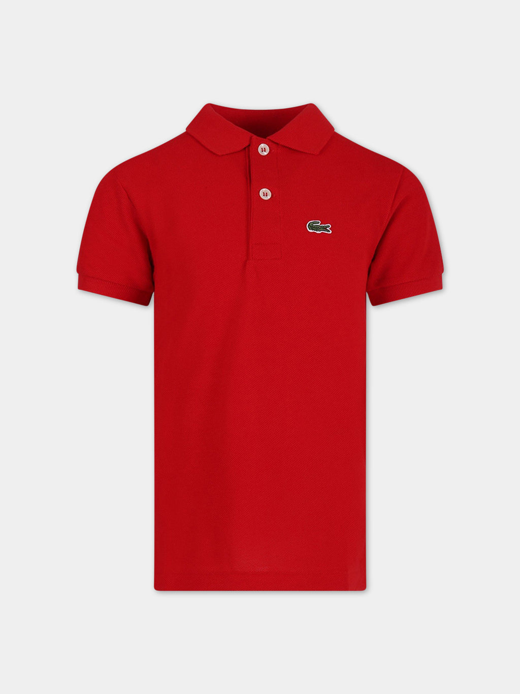 Red polo shirt for boy with green crocodile